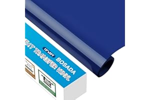 BOSADA Heat Transfer Vinyl 12" x 5ft PU Sapphire Blue HTV Vinyl Iron on Vinyl for Cricut and DIY T-Shirt Clothing Hats Pillows Fabric
