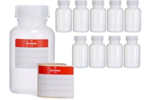 OCTOPUS 10 flacons à col large de 250 ml en PEPD avec fermeture à vis, flacons à produits chimiques vides, bidons de laboratoire avec couvercle comme récipient de stockage pour laboratoire, cuisine ou loisirs