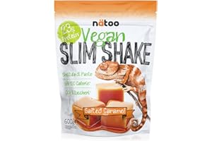 NÄTOO Pasto Sostitutivo Vegan Slim Shake Proteico - Sostituto di pasto completo per il controllo del peso a base di proteine vegetali con 27 minerali e vitamine - 600gr. (10 porzioni) (Salted Caramel)