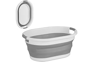 Relaxdays Kosz na pranie składany, 24 l, pojemnik na pranie z tworzywa sztucznego, zajmuje mało miejsca, składany, z uchwytami, szary/biały