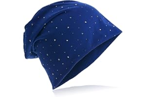 MIOBO Cappello in morbido jersey con pregiata decorazione di strass, moda unisex, tinta unita