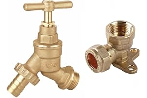 HEP BRINGING YOUR SPACE TO LIFE hep® 1/2" BSP Outdoor Garden Tap Bib Tap with 15mm x 1/2" Brass Wall Plate Elbow WRAS Approved