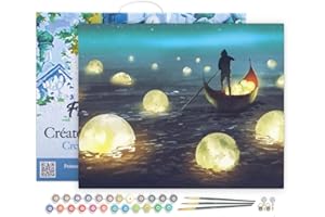 Figured'Art Pintar por Numeros Adultos con marco Recogiendo Luz - Manualidades pintura acrilica Kit Cuadro DIY completo - 40x50cm con bastidor montado