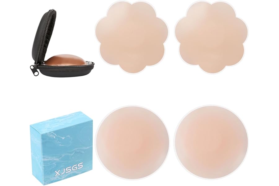 XJSGS Nipple Covers - Reusable Adhesive Pasties Invisible, Seamless for Party Dresses, Wedding, Daily Wear Comfortable, Waterproof Bra Alternative