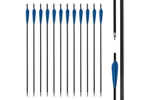 Fiita 30inch Carbon Arrows Hunting Broadhead Set Archery Arrow for Compound Bow & Recurve Bow Spine 500 Hunting Arrow with Removeable Tips Practice Target Shooting (12 Pack)