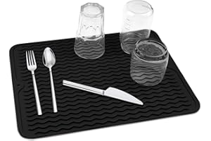 AURIIKOOP Tappetino Scolapiatti, Antiscivolo, scolapiatti per stoviglie, Tappetino resistente al calore, Utilizzati in Tavoli e Utensili da Cucina, 40 × 30 cm Marrone Chiaro