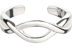 7K Zehenring aus 925 Sterling Silber als Fußschmuck oder Fingerring für Damen, Herren und Kinder, offener Midi Ring, verstellbar, Modell 27 Infinity