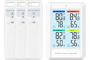 Ankilo Radiowa stacja pogodowa z 3 czujnikami zewnętrznymi, 10 cm, monitor wilgotności powietrza, bezprzewodowa, z prognozą pogody, termometrem zewnętrznym i wewnętrznym, higrometrem, termometrem