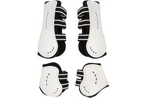 TOPINCN Ghette Anteriori per Cavalli, Assorbimento del Sudore Frontale Aperto Bianco Chiusura Stabile Fibbia Stivali Tendine per Cavallo Regolabili per Il Salto (M 0,7 Pollici)