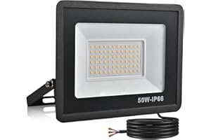 treoir LED Outdoor Spotlight 50 W, LED Floodlight, 5000 lm, Super Bright LED Floodlight, 6000 K Cool White IP66 Waterproof LED Outdoor Spotlight for Backyard, Driveway, Garage, Hallway, Garden
