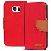 Produktbild Samsung Galaxy S7 Hülle, Conie Mobile Textil Booksytle Handyhülle, Klapptasche, Kartenfächer, Silikon Schale, Wallet Schutzhülle in Rot