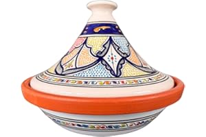 GENERISCH Tajine-Topf | Mehrere Muster und Farben | 25 cm und 30cm Durchmesser | ideal für 1-4 Portionen | Traditionell Marokkanischer, Nordafrikanischer Kochtopf (Blau/Weiß, 25cm)