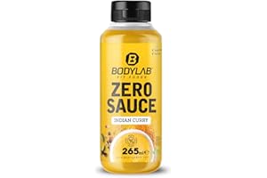 ‎BODYLAB24 Bodylab24 Zero Sauce Indian Curry 265ml, kalorienarm, nur 3-9 kcal je 15g Portion, fett- und zuckerreduziert, perfekt zum Verfeinern von Gerichten, als Sauce oder Dressing, ideal für jede Diät