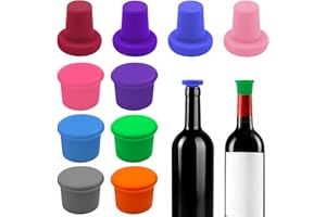 Minfuerang 10 Pezzi Tappi Colorati per Bottiglie in Silicone, Tappi in Silicone per Vino, Riutilizzabile, Senza BPA, per Bottiglie di Vino, Birra, champagne, Succhi di Frutta (Multicolore)