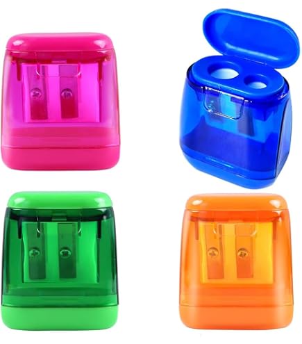 Temperamatite Portatile Per Bambini Con Coperchio, 2 Fori, Mini Compatto, Colori Assortiti (blu, Confezione Da 2)