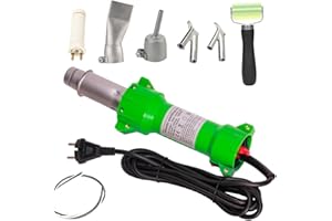 Seababyhouse Professionnel 1600w Thermique Pistolet de Soudage Soudeuse de Plastique Fer À Souder À Air Chaud Barre Hot Air Welder Gun, avec des Buses de Soudage Rapide, avec Lumière LED