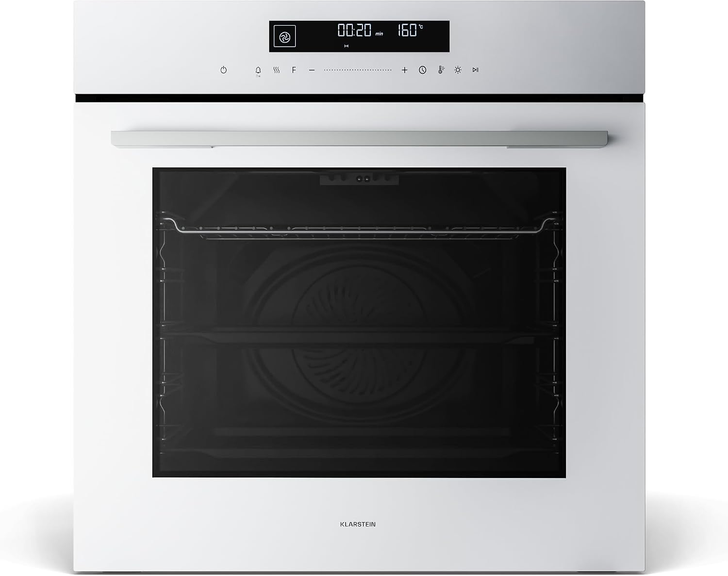 Klarstein Velaire Built In Oven - 74L Electric Oven, 13 Modes, Touch Controls, A+ Energy, Enamel Interior, Triple Glazed, Integrated Single Oven, 60cm, Matte & Glass Design, White