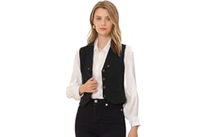 Allegra K Women's Vintage Waistcoat Dressy Jacket Lapel Collar Button Down Racerback Suit Vest