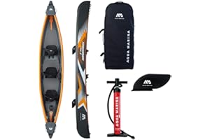 AQUA-MARINA Aquamarina Kayak 3 Posti Tomahawk Air Adulte Unisexe, Noir/Orange, UNI
