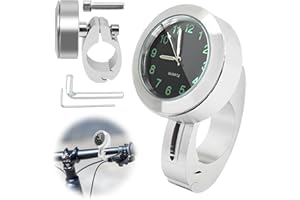 SPERMUOY Motorraduhr,Motorrad Uhr Lenker 22-25mm Motorrad Lenkeruhr,Wasserdicht Motorraduhren für Lenker, Lenkerhalterung Uhr für Motorräder, Elektrofahrzeuge-silbrig