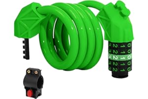 HOMOTO Candado de combinación para bicicleta, alta seguridad, 12 mm de grosor, acero grueso, candado de cadena impermeable para bicicletas eléctricas, scooters, niños, bicicletas (más verde)