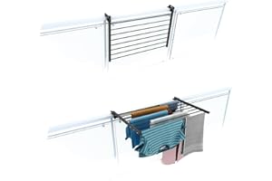 foxydry Suszarka balkonowa, składana suszarka na bieliznę, wytrzymała zewnętrzna suszarka do poręczy ze stali nierdzewnej i aluminium Duo, na taras, balkon i balustrady - długość 82 cm (antracyt, 82
