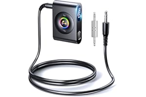 JOYROOM Aux Bluetooth Auto, Ricevitore Bluetooth 5.3 con Jack da 3,5mm Aux Adattatore Bluetooth Auto 22 Ore di Riproduzione per Auto Altoparlanti/Stereo Casa/Cuffie Cablate/Chiamate in Vivavoce