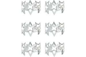 Harvey and Mason 6 Napkin Rings Silver Star Metal Christmas Xmas Party Table Set Festive Round