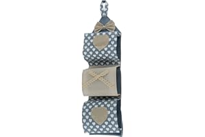 VETRINEIN RETE Vetrineinrete® Portarotolo in tessuto da appendere 3 posti porta rotoli carta igienica da muro stile shabby chic bagno (Celeste) M36