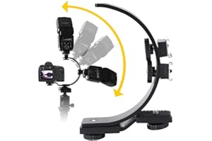 TOPIKY Soporte en Forma de C, Doble Zapata para la cámara, Flash, Soporte de Montaje de la lámpara, Accesorio de fotografía Ajustable, Duradero, de Metal, de Primera Calidad para cámara DV Cámara