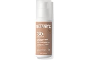 LABORATOIRE DE BIARRITZ Laboratoires de Biarritz - Crème Solaire Visage Teintée Beige - SPF30 - Certifiée Bio - Protection Anti-UVA/UVB et Lumière Bleue - 50 ml - Fabriquée en France