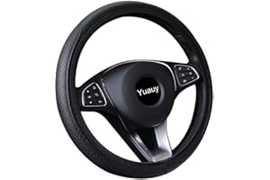 Yuauy Microfiber Leather Steering Wheel Covers Anti-Slip Universal Car Steering Wheel Cover (Black)