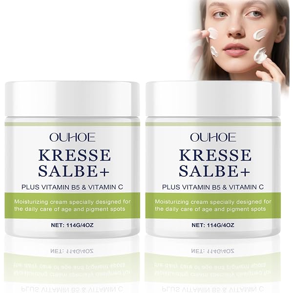 Kressesalbe Plus Gesichtscreme – Gegen Altersflecken & Pigmentierung, Feuchtigkeitsspendend, Mit Natürlichem Kressewirkstoff (2x 100g)