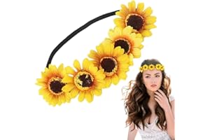 FURNRUBDEN Sunflower Headband Sunflower Crown Sunflower Headpiece Women Headwrap Creative Stylish Hair Accessories for Women and Girls Performances Parties Weddings Festivals