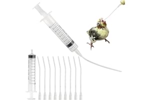 FLYSAVVY Lot de 12 tuyaux d'alimentation pour jeunes oiseaux - Contient 2 seringues de 10 ml avec tuyau, accessoires pour pigeons - Outil d'alimentation à la main pour bébés oiseaux et perroquets, lait, eau,