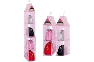 DEARJANA Staccabile 6 Scomparto Organizer Borsa Organizer per Armadio Trasparente Borsa Bag Collection Sistema armadi, Supporto di immagazzinaggio organizzatori per Soggiorno Camera da latto la casa Rosa