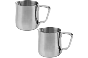 UBERMing 2 Pot à Lait en Acier Inoxydable 150ml Pot à lait Lait Pichet Pichet Tasse Milk Pitcher Carafes pour Tasses à Cappuccino Machine à Expresso -Argenté