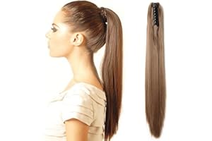 SEGO Extension Coda Capelli Lisci Clip Coda di Cavallo Finta con Pinza Ponytail Extensions Posticci Lunghi 53cm 140g Castano Chiaro