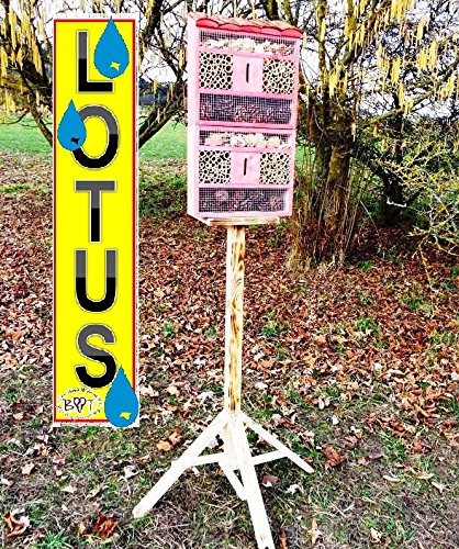 insektenhotel MIT STÄNDER, mit Naturdach, mit Spezialoberflächenbeschichtung "LOTUS", FDV-HOLO-MS in hellrot PINK, ROSA Schmetterlingskasten Schmetterlinge Schaukasten als Ergänzung zum Meisen nistkästen Meisenkasten oder zum Vogelhaus Vogelfutterhaus Futterstation für Vögel Insektenhäuschen - insektenhotels