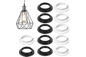 NOENAENI 12PCS E14 Screw Collar Ring for Lamp Shade Reducer Ring for Converting Larger Lamps Fittings to Standard Size 26.5mm Light Shade Adapter Rings Secure for Ceiling Pendant E14 Lamp Holder for Repair