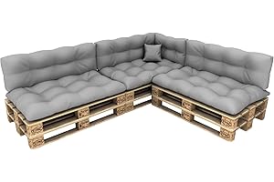 POKAR Palettenkissen Wasserdicht Palettenauflagen Palettenmöbel Palettensofa 8er Set: Sitzkissen 120x80 + Rückenlehne 120x40, Grau