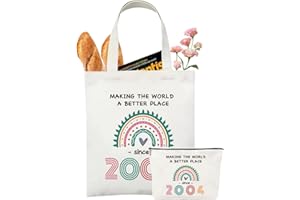 GIFTGEM 21st Birthday Gifts for Her, Birthday Gift Bags for Women, 2 Pcs Gift Bag Set With Cute Makeup Bag & Canvas Tote Bag, Fabulous Gifts for 21st Birthday Friends Female, Daughter, Best Friend