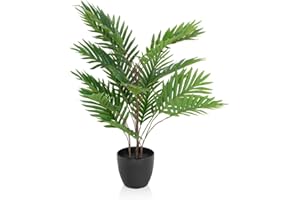 hjh OFFICE Planta Artificial Areca Altura 70 cm Palma frutal Verde Deco Oro de fácil Cuidado Palma Artificial de Interior, 871009