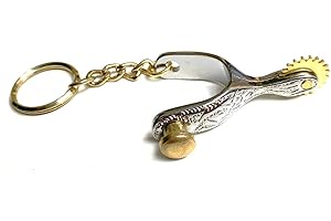 JA Horse Llavero metálico colgante caballo jinete pony, Esporas, 10 cm