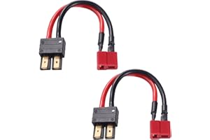 Lyeteung 2 Piezas Conectores Deans T a Compatible con Traxxas, Compatible con Traxxas Macho a T Tipo Hembra Adaptador, con Cable de Silicona 10cm 14AWG, para Batería RC Lipo