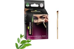 MinaiBrow Henna Dark Brown Tint Kit with Brush | Natural Spot Coloring Brow Tint Powder, Water & Smudge Proof Brow Dye | 100% Gray Coverage, 30 Applications, Vegan & Cruelty Free