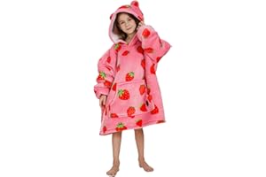 THREE POODLE Oversized Blanket Hoodie for Kids, Sherpa Fleece Wearable Blanket Sweatshirt for Girls Boys, Warm Soft Cozy Hooded Blanket Kids, One Size Fit All