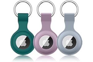 Wanme Pack of 3 Case for Apple AirTag Pendant with Key Ring, AirTags Silicone Portable Keyring Cover, Protective Case for Apple AirTag Case Tracker (Dark Green + Purple + Blue Grey)