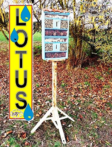 Nistkästen blau hellblau als insektenhotel, mit Holzrinde-Naturdach, mit Spezialoberflächenbeschichtung „LOTUS“, FDV-HOLO-OS Insekten Florfliegen Marienkäferhaus als Ergänzung zum Meisen nistkästen Meisenkasten oder zum Vogelhaus Vogelfutterhaus Futterstation für Vögel Insektenhäuschen – insektenhotels, insektenhotel für ökologische biologische natürliche Blattlausbekämpfung, Marienkäferhaus-Marienkäfer-Marienkäferkasten-Schmetterlingshaus-Schmetterlinge,Gartendeko - 4