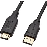 Amazon Basics Câble DisplayPort vers HDMI avec connecteurs plaqués or - 0.9 m, Noir, pour Télévision